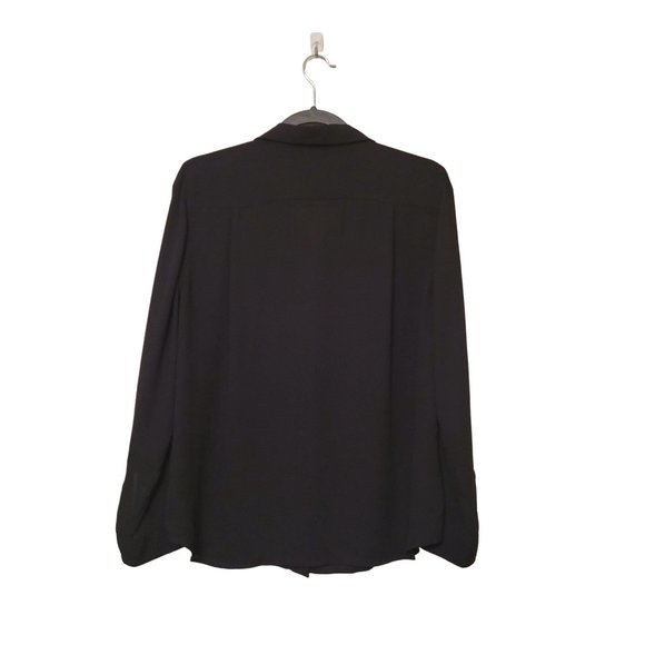 LOFT Ann Taylor Womens Blouse Black L Semi Sheer Button Down LOng Sleeve Top - Picture 4 of 6